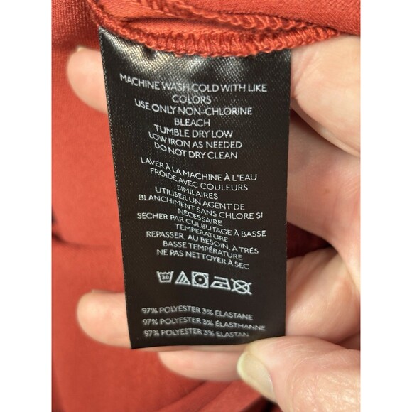 by Anthropologie Strapless Dress Orange Red Rust Satin Size Large Cowl Back - Picture 14 of 15